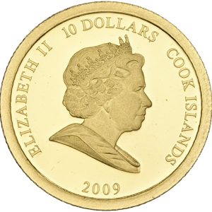 Cook Islands, Elizabeth II (1952-2022), 10 Dollars 2009, Knut Hamsun, Au (999/1000), 1.24 g, KM 1232, Proof