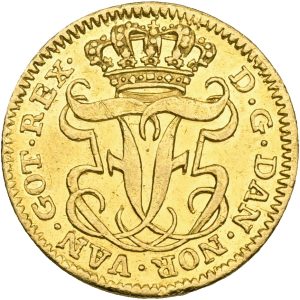 Frederik V, dukat 1748, Sieg 36, H 15, S 2, F 277, 3,47 g, kv. 01