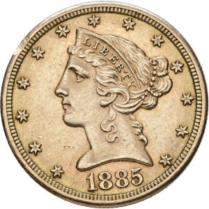 USA, 5 Dollars 1885 S, San Francisco, KM 101, F 145, EF-VF, small trace of filing on obverse