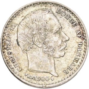 Christian IX, 25 øre 1900, Sieg 1.2, H 16B, kv. 1+