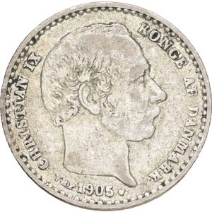 Christian IX, 25 øre 1905, Sieg 1.2, H 16B, kv. 1