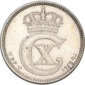 Christian X, 25 øre 1913, Sieg 3.1, H 10A, kv. 01 - medaljeprægskarakter