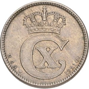 Christian X, 25 øre 1921, Sieg 3.3, H 11, kv. 1+
