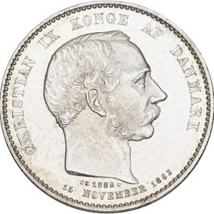 Christian IX, 2 kroner 1888, 25 års regeringsjubilæum, Sieg 1, H 10, kv. 0-01
