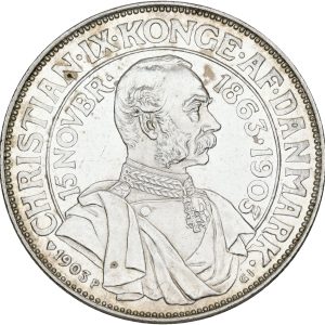 Christian IX, 2 kroner 1903, 40-års regeringsjubilæum, Sieg 3, H 12, kv. 0-01, pletter, medaljeprægskarakter.