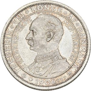 Frederik VIII, 2 kroner 1906, tronskiftet, Sieg 4, H 3, kv. 0-01