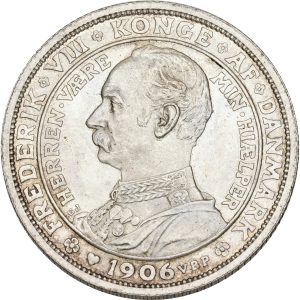 Frederik VIII, 2 kroner 1906, tronskiftet, Sieg 4, H 3, kv. 0-01