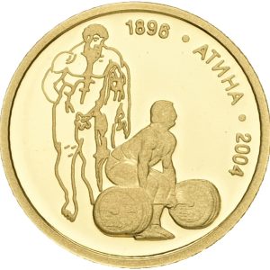 Bulgaria, 5 Leva 2002, Weightlifting, Au (999/1000), 1.24 g, KM 267, Proof