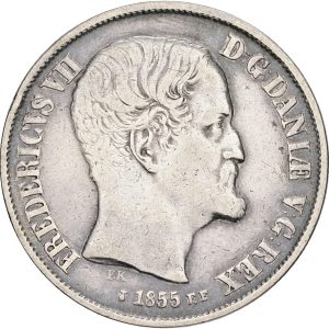 Frederik VII, rigsdaler 1855 FF, Sieg 13.2, H 8B, kv. 1/1+-1