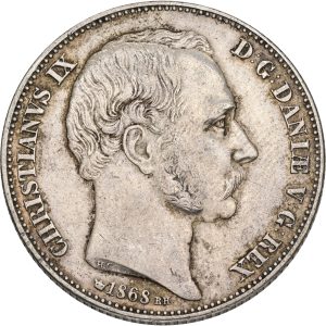 Christian IX, 2 rigsdaler 1868 RH, Sieg 5.1, H 4A, kv. 1+