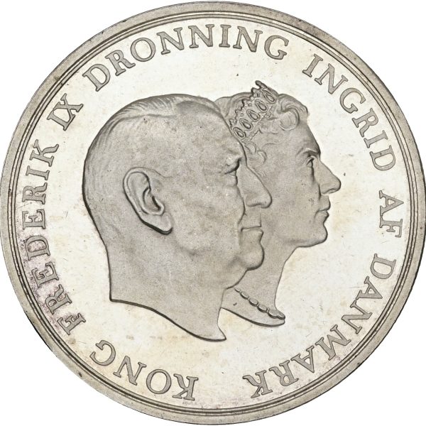 Frederik IX, ministereksemplar, (5 kroner) 1960, kongens og dronningens sølvbryllup, Sieg 12, H 1, kv. M, enkelte håndteringsspor.