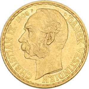 Dansk Vestindien, Christian IX, 20 francs / 4 daler 1905, H 30, Sieg 31, KM 72, kv. 01