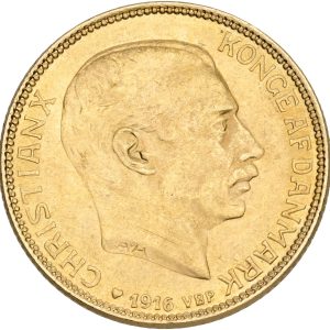 Christian X, 20 kroner 1916, Sieg 3.1, H 1A, F 299, kv. 01