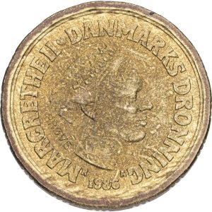 Margrethe II, prøvemønt, 20 kroner 1986, GP 37b, riflingsforsøg d (16x3 riller, prægering 331), kv. 01