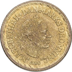 Margrethe II, prøvemønt, 20 kroner 1986, GP 37b, riflingsforsøg c (8x6 riller, prægering 330), kv. 01