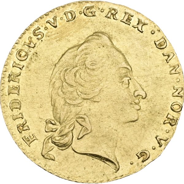 Frederik V, kurantdukat / 12 mark 1763 A/K, Sieg 21.6, H 22F, kv. 01-1+, aftørret – sjælden étårstalstype med Arbiens portræt.