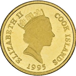 Cook Islands, Elizabeth II, 20 Dollars 1995, first man on the moon, Au (999/1000), 1.24 g, KM 270, Proof
