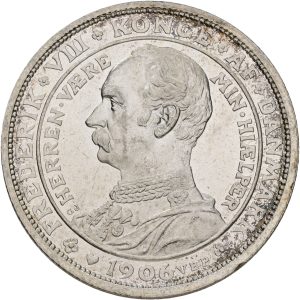 Frederik VIII, 2 kroner 1906, tronskiftet, Sieg 4, H 3, kv. M-0