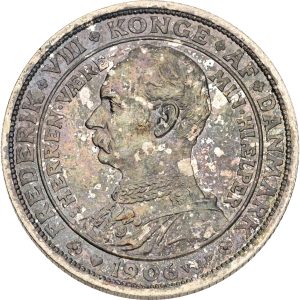 Frederik VIII, 2 kroner 1906, tronskiftet, Sieg 4, H 3, kv. 0-01