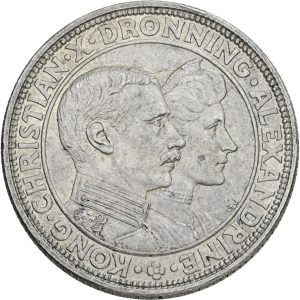 Christian X, 2 kroner 1923, kongeparrets sølvbryllup, Sieg 6, H 4, kv. 01