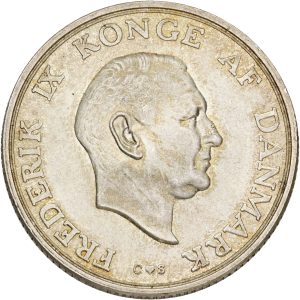 Frederik IX, 2 kroner 1958, Prinsesse Margrethes 18 års fødselsdag, Sieg 11, H 3, kv. 0-01