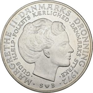 Margrethe II, 10 kroner 1972, tronskiftet, Sieg 16, kv. 0