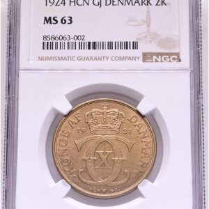 Christian X, 2 kroner 1924, Sieg 3.1, H 20A, NGC MS 63