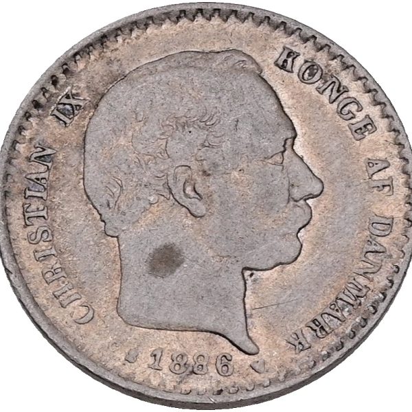 Christian IX, 10 øre 1886, Sieg 9.1, H 16A, kv. 1, ridser.