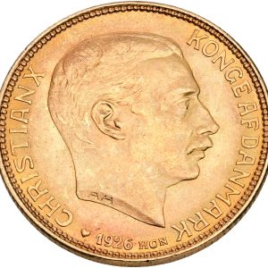 Christian X, 20 kroner 1926, Sieg 3.2, H 1B, Fr. 299, kv. 0-01, minimal ridse på forsiden.