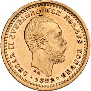 Sverige, Oscar II, 5 kronor 1882, SM 35, Fr. 95, kv. 01-1+, lille ar på forsiden.