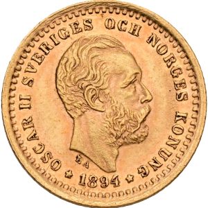 Sverige, Oscar II, 5 kronor 1894, SM 38, Fr. 95, kv. 01-1+