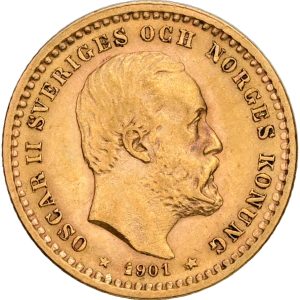Sverige, Oscar II, 5 kronor 1901, SM 40, Fr. 95a, kv. 01-1+