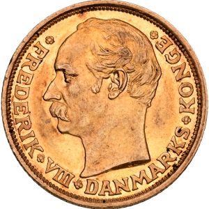 Frederik VIII, 10 kroner 1909, Sieg 2, H 2, Fr. 298, kv. 01-1+, ks.