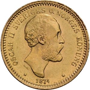 Sverige, Oscar II, 10 kronor 1874, SM 25a, Fr. 94, kv. 01-1+/01