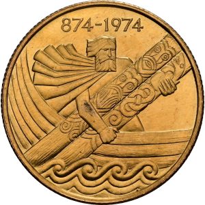 Iceland, 10,000 Krónur 1974, 1100th Anniversary of the Settlement of Iceland, Au (900/1000), 15.50 g, Sieg 107, KM 22, Fr. 2, AU