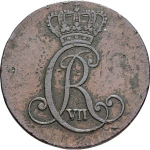 Christian VII, sechsling 1787, Altona / Poppenbüttel, Sieg 38, H 46, FP SH2.3, kv. 1+, ks. - ualmindelig variant uden 'overligger' på W.
