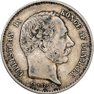 Christian IX, 1 krone 1875, Sieg 1.1, H 14A, kv. 1+