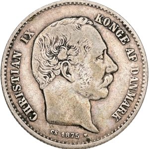 Christian IX, 1 krone 1875, Sieg 1.1, H 14A, kv. 1