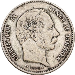 Christian IX, 1 krone 1876, Sieg 1.1, H 14A, kv. 1+-1, ks.