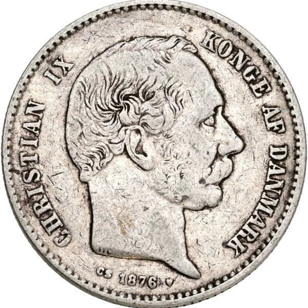 Christian IX, 1 krone 1876, Sieg 1.1, H 14A, kv. 1+-1