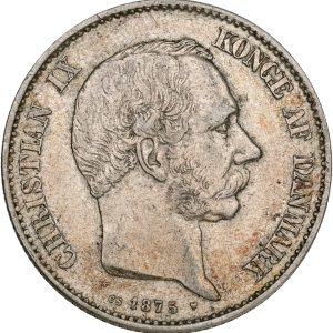 Christian IX, 2 kroner 1875, Sieg 1.1, H 13A, kv. 1+