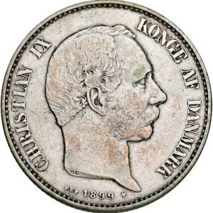 Christian IX, 2 kroner 1899, Sieg 1.2, H 13B, kv. 1+-1