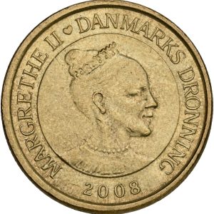 Margrethe II, 20 kroner 2008, Selandia, Sieg 3, kv. 01-1+, ks. - fejlmønt hvor bagsiden er drejet ca. 25 grader.