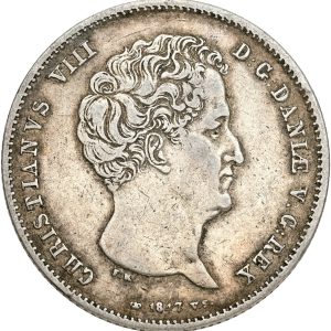 Christian VIII, rigsbankdaler 1847 VS, Sieg 12.1, H 4A, kv. 1+-1/1+, lille ks.