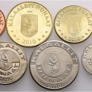 Grønland, uofficielle prøvemønter, 25 øre - 20 kroner 2010. (7)