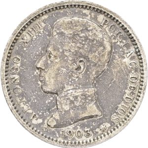 Spain, Alfonso XIII, Una Peseta 1903, KM 721, VF-F
