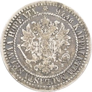 Finland, 1 Marrka 1865, KM 3.1, VF-F