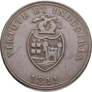 England, Sommerset, Bristol, Brass & Copper Company, Penny 1811, VF, edge nick.
