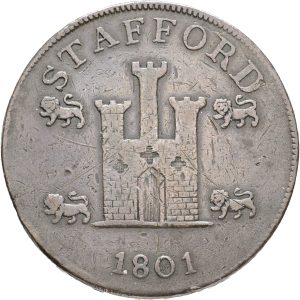 England, Staffordshire, Stafford, W. Horton, Penny 1801, VF-F