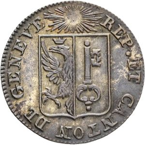 Switzerland, Genève,  Un Sol 1825, KM 120, EF